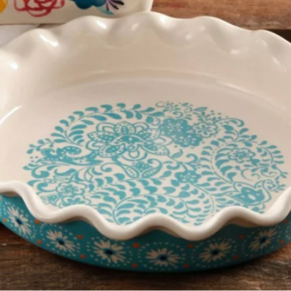 🌺🛍️ New The Pioneer Woman Teal Flea Market 9" Pie Pan/Dish - Picture 4 of 5